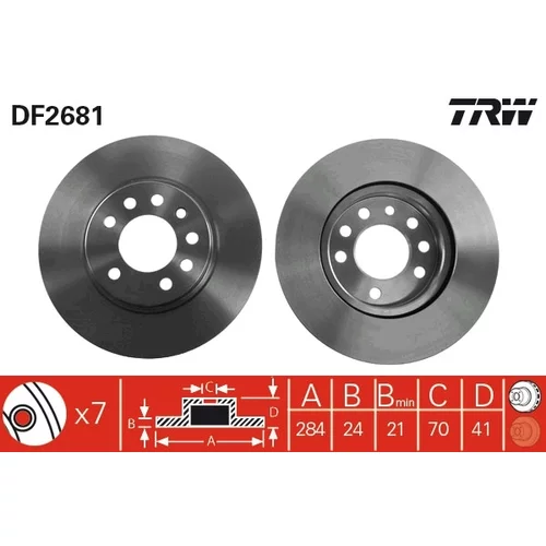 Brzdový kotúč TRW DF2681