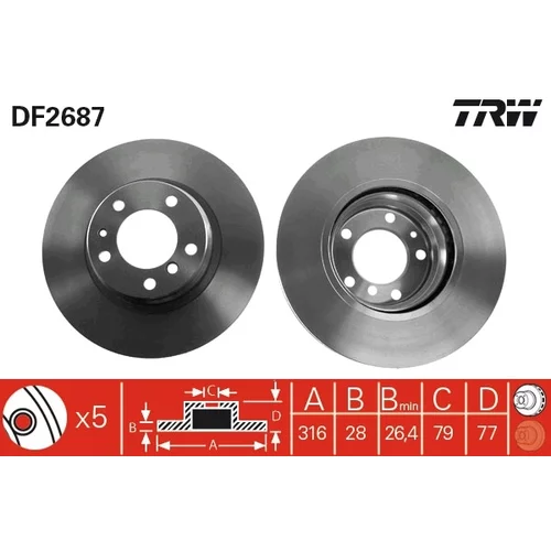 Brzdový kotúč TRW DF2687