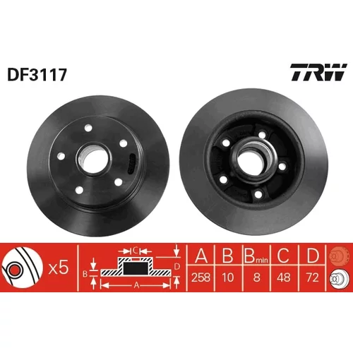 Brzdový kotúč TRW DF3117