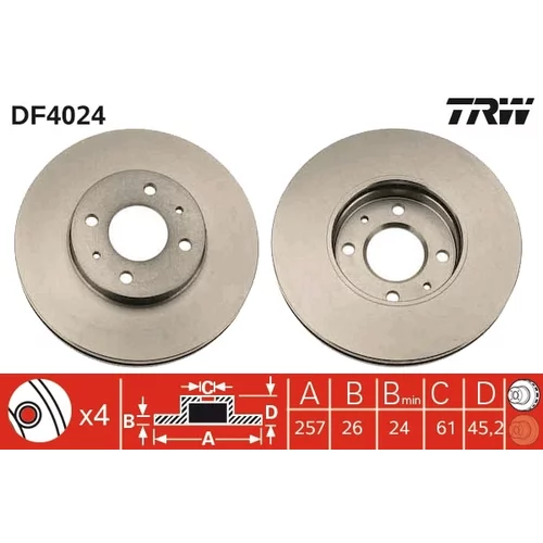 Brzdový kotúč TRW DF4024