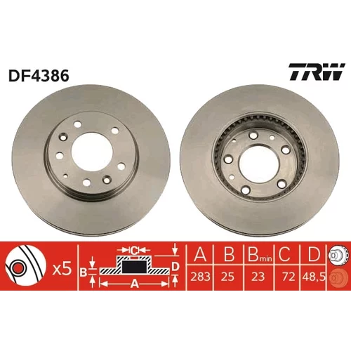 Brzdový kotúč TRW DF4386