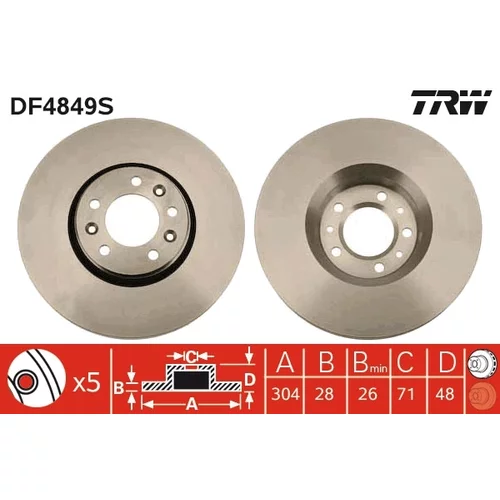 Brzdový kotúč DF4849S /TRW/