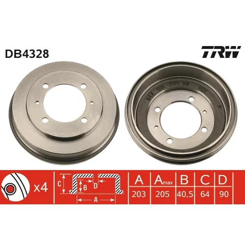 Brzdový bubon TRW DB4328