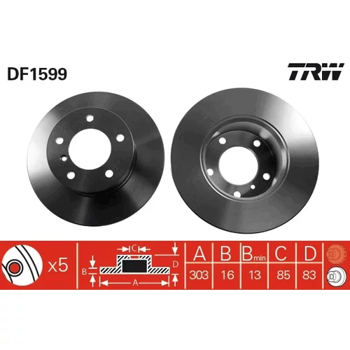 Brzdový kotúč TRW DF1599