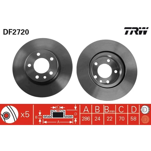 Brzdový kotúč TRW DF2720