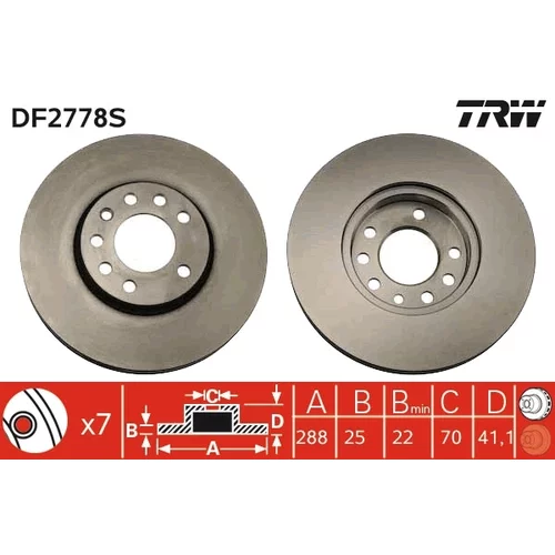 Brzdový kotúč TRW DF2778S