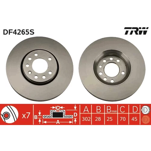 Brzdový kotúč TRW DF4265S