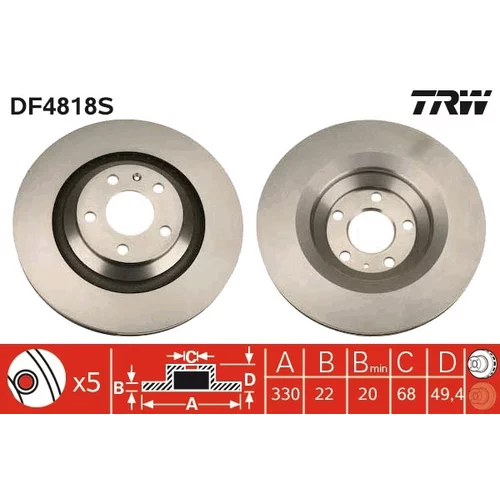 Brzdový kotúč TRW DF4818S