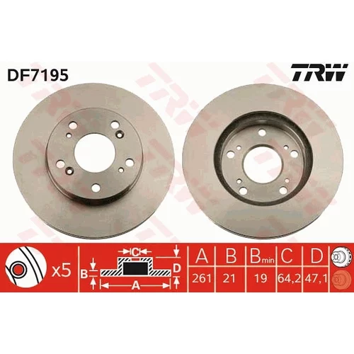 Brzdový kotúč TRW DF7195