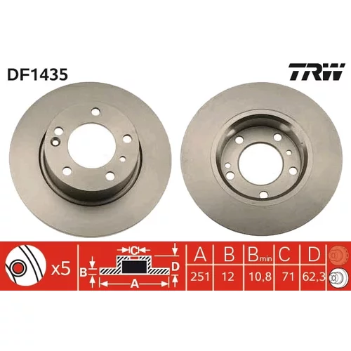 Brzdový kotúč DF1435 /TRW/