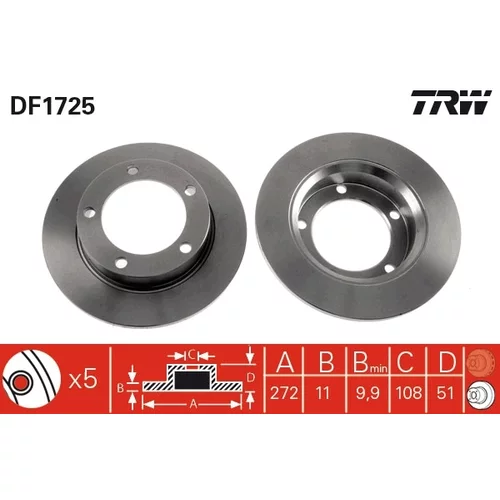 Brzdový kotúč TRW DF1725