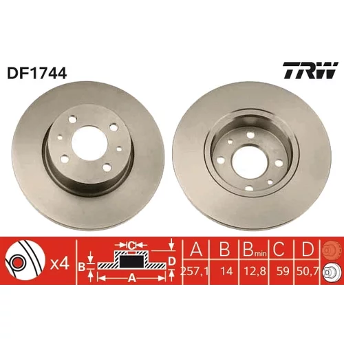 Brzdový kotúč TRW DF1744