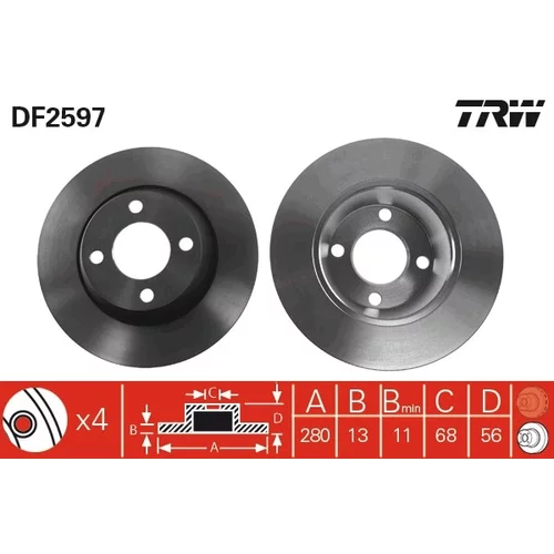 Brzdový kotúč TRW DF2597