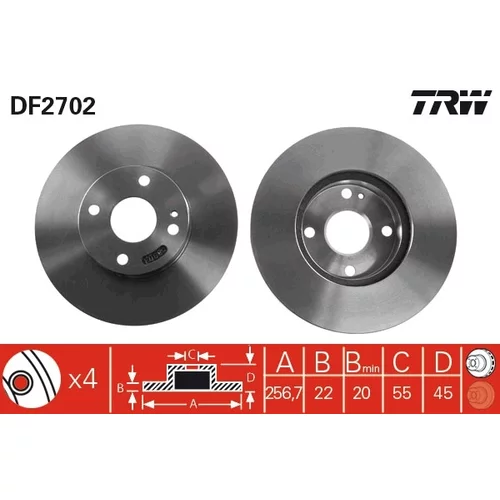 Brzdový kotúč TRW DF2702