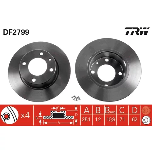 Brzdový kotúč TRW DF2799