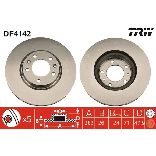 Brzdový kotúč TRW DF4142