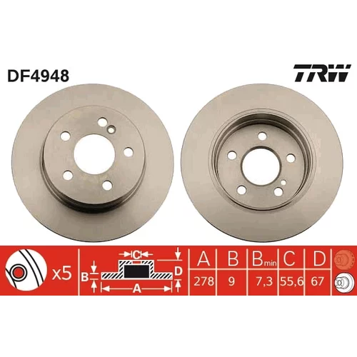 Brzdový kotúč TRW DF4948