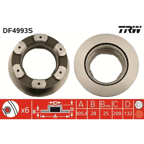 Brzdový kotúč TRW DF4993S