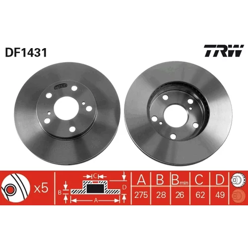 Brzdový kotúč TRW DF1431