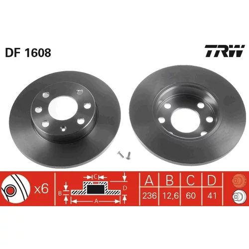 Brzdový kotúč TRW DF1608