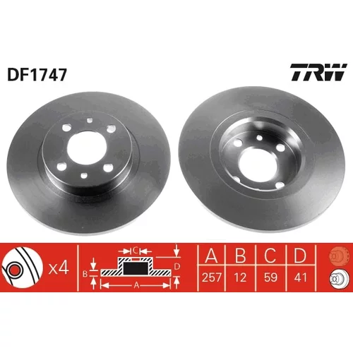 Brzdový kotúč TRW DF1747