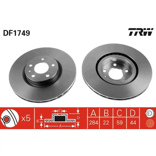 Brzdový kotúč TRW DF1749