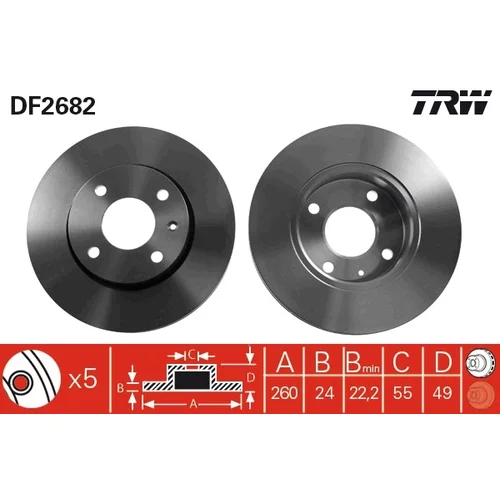 Brzdový kotúč TRW DF2682