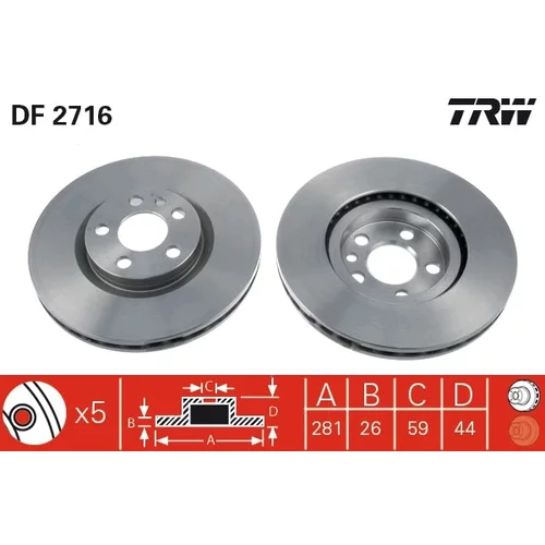 Brzdový kotúč TRW DF2716