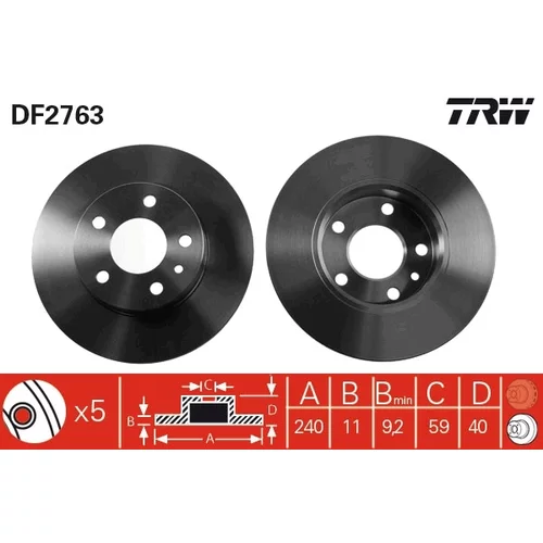 Brzdový kotúč TRW DF2763