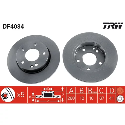 Brzdový kotúč TRW DF4034