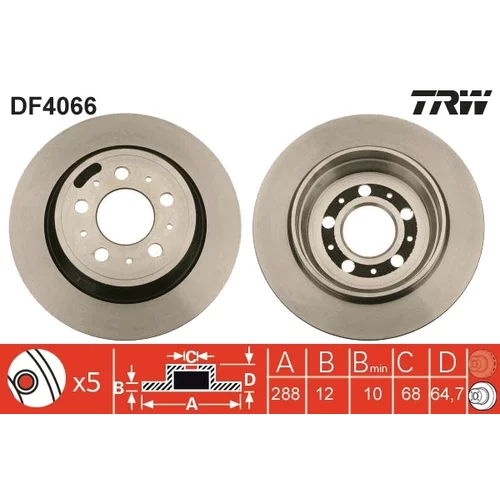 Brzdový kotúč TRW DF4066 - obr. 2