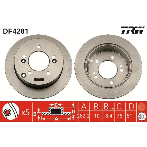 Brzdový kotúč TRW DF4281