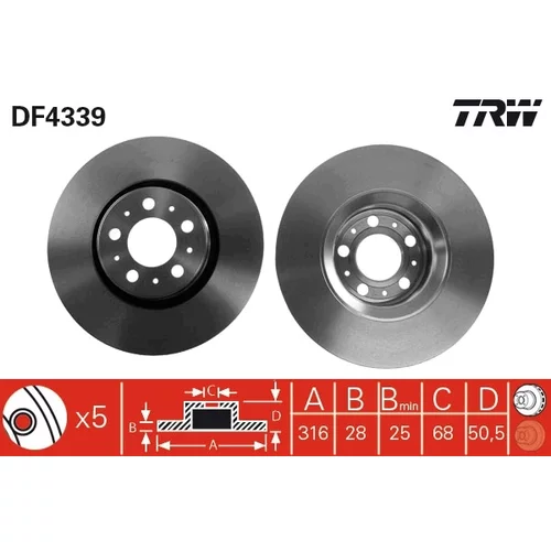 Brzdový kotúč TRW DF4339