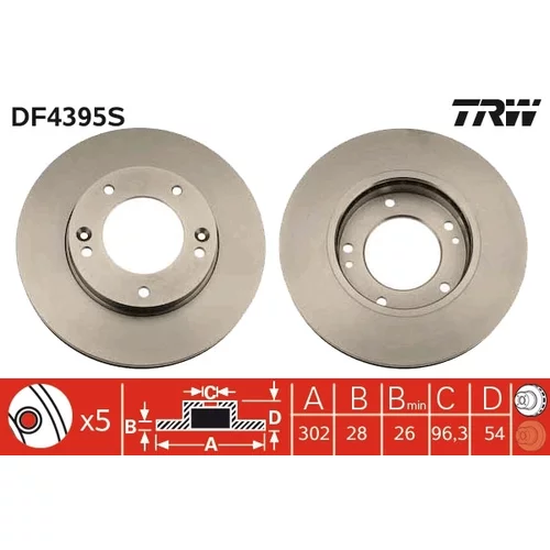 Brzdový kotúč TRW DF4395S