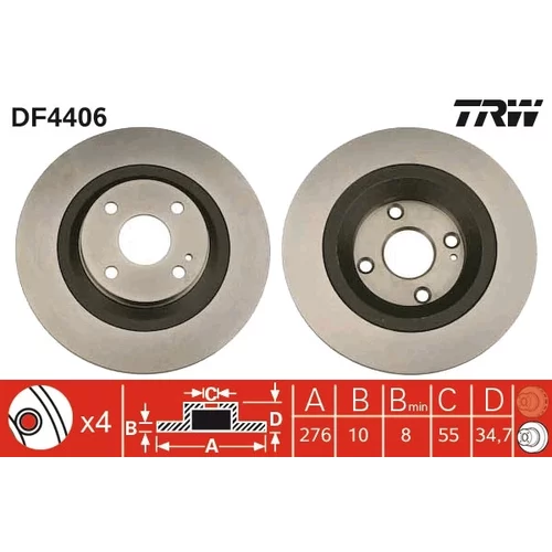 Brzdový kotúč TRW DF4406