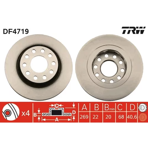 Brzdový kotúč TRW DF4719