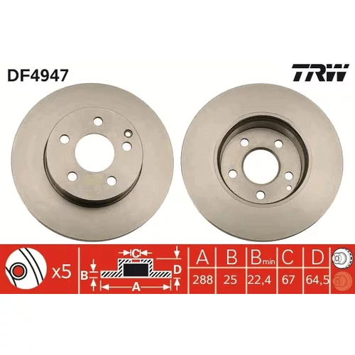 Brzdový kotúč TRW DF4947