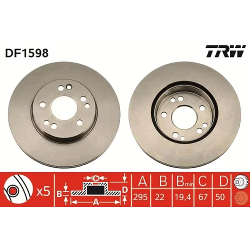 Brzdový kotúč TRW DF1598