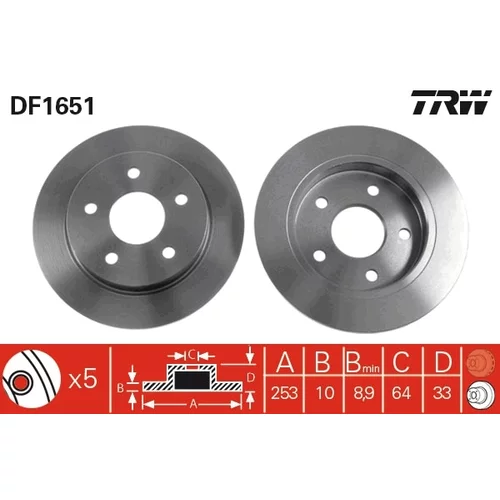 Brzdový kotúč TRW DF1651