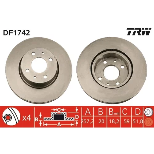 Brzdový kotúč TRW DF1742