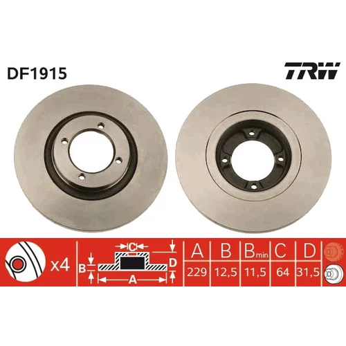 Brzdový kotúč TRW DF1915