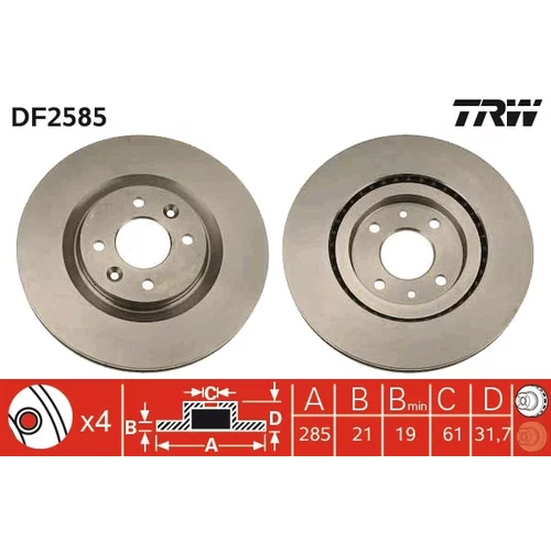 Brzdový kotúč TRW DF2585