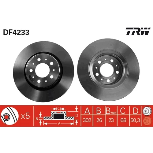 Brzdový kotúč TRW DF4233