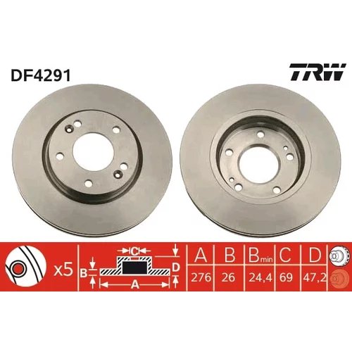 Brzdový kotúč TRW DF4291