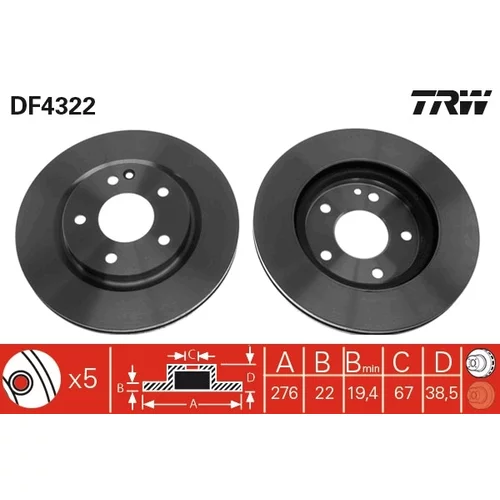 Brzdový kotúč TRW DF4322