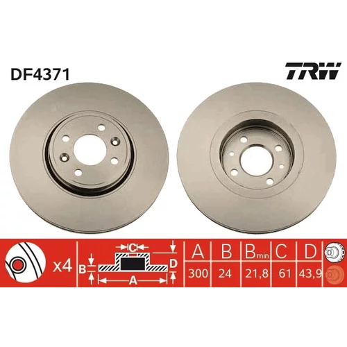 Brzdový kotúč TRW DF4371