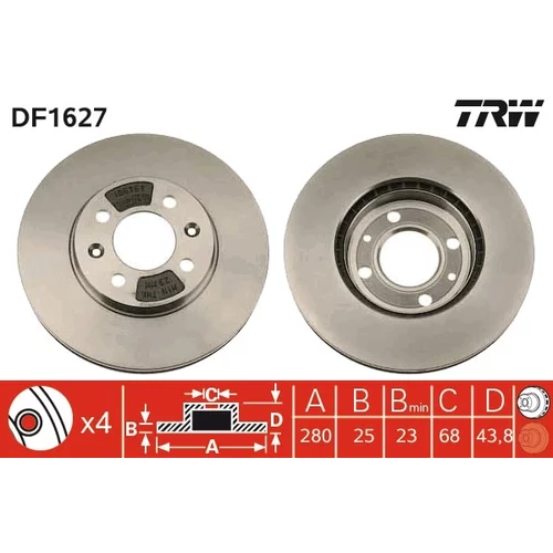 Brzdový kotúč TRW DF1627