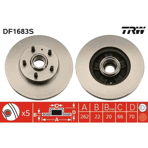 Brzdový kotúč DF1683S /TRW/