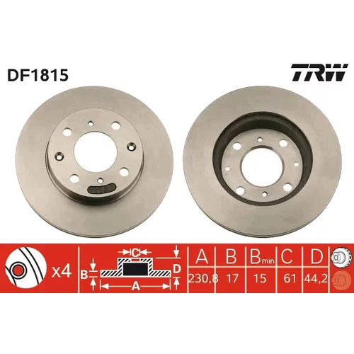 Brzdový kotúč TRW DF1815