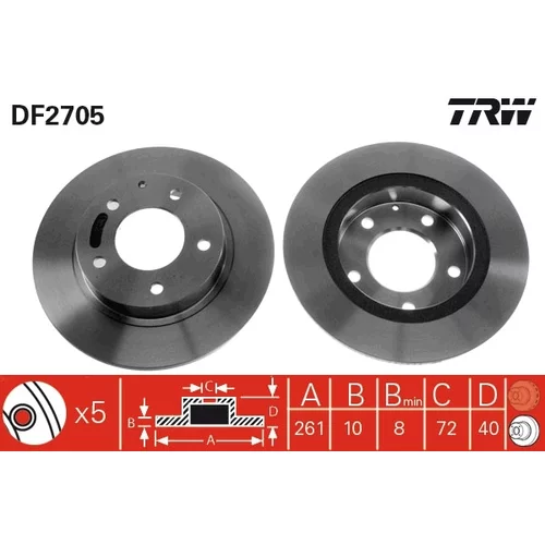 Brzdový kotúč TRW DF2705